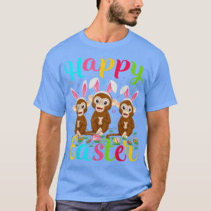 Monkey Lover Funny Easter Egg Bunny Monkey Happy E T-Shirt