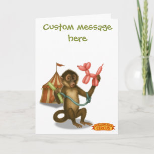 Monkey making balloon animals. Add your message. Card