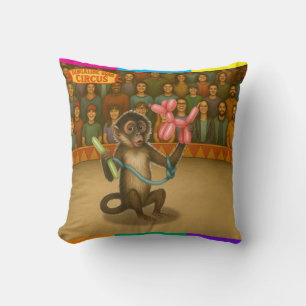 Monkey making balloon animals cushion