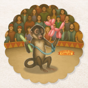 Monkey making balloon animals paper coaster