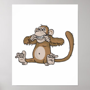 monkey making face poster