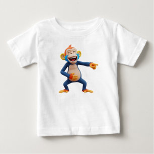 Monkey Mascot Pointing and Laughing Baby T-Shirt
