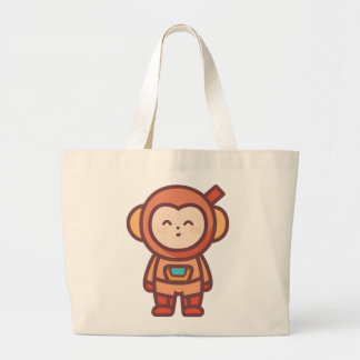 Monkey Mischief Meets Cosmic Adventure Large Tote Bag