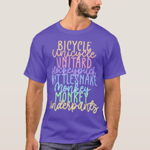Monkey Monkey Underpants Rainbow Fan Quote Black T-Shirt