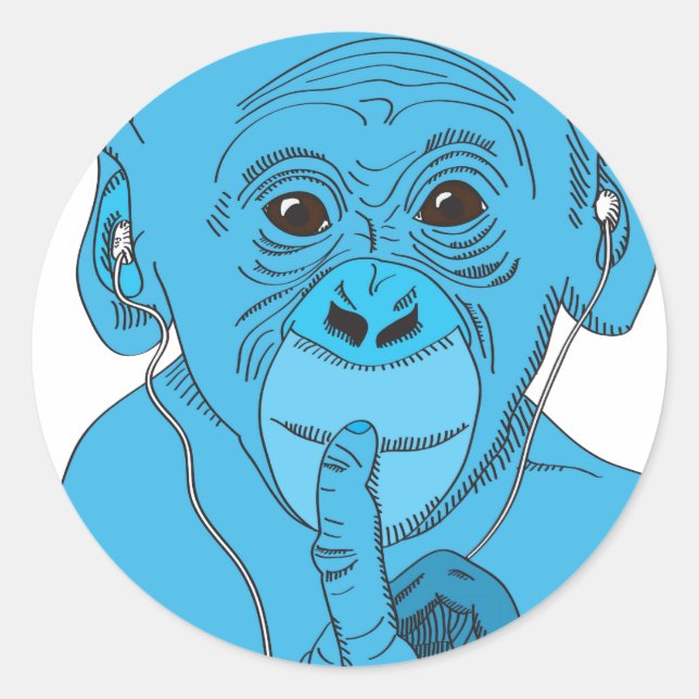 Monkey Music Classic Round Sticker (Front)