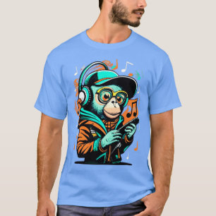 Monkey Music Colourful Musicians Animal Theme Anim T-Shirt