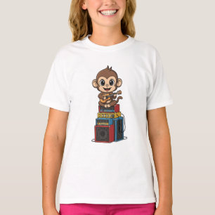 Monkey Musician Playing Guitar Rock Kids T-Shirt