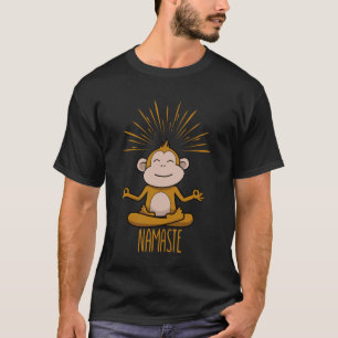 Monkey Namaste Yoga Pose Funny Meditation for Yogi T-Shirt
