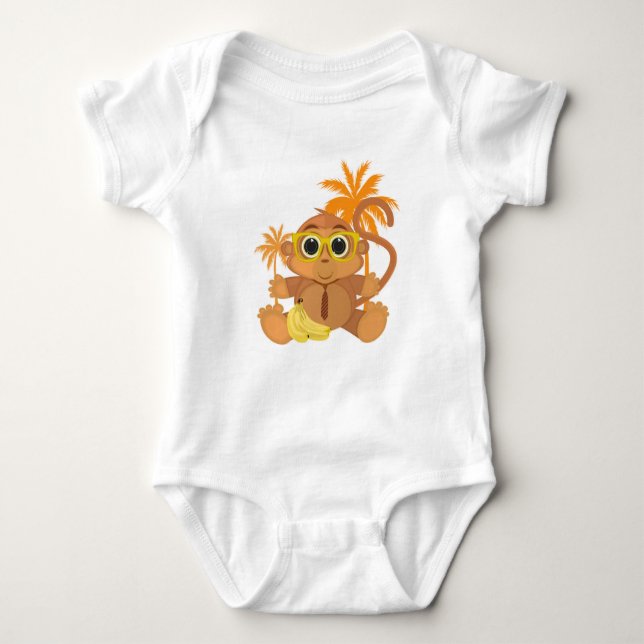 Monkey Nerd  Baby Bodysuit (Front)