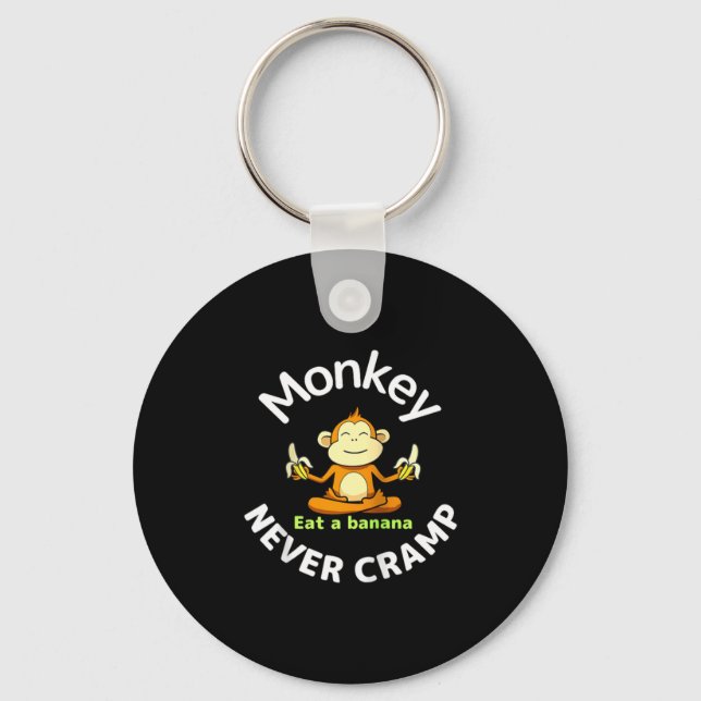 Monkey Never Cramp Eat A Banana Raglan Baseball Te Key Ring (Front)