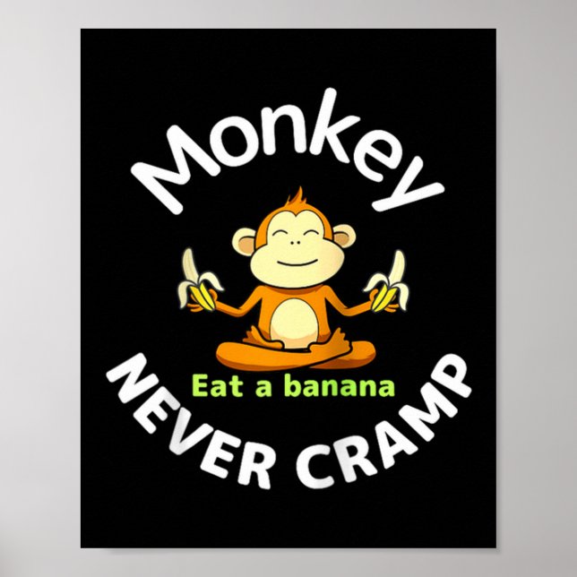 Monkey Never Cramp Eat A Banana Raglan Baseball Te Poster (Front)