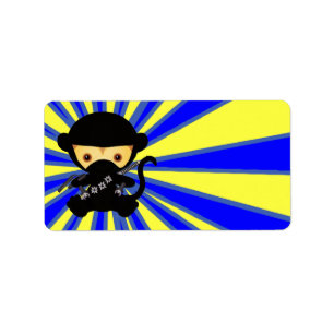 Monkey Ninja Kawaii style Label