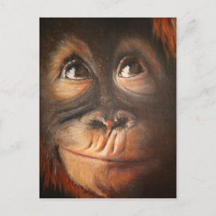 Monkey Oil Painting Funny Face Kerra Lindsey Postcard