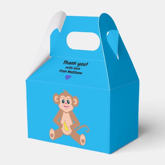 Monkey on a Blue Background Favour box (Front Side)