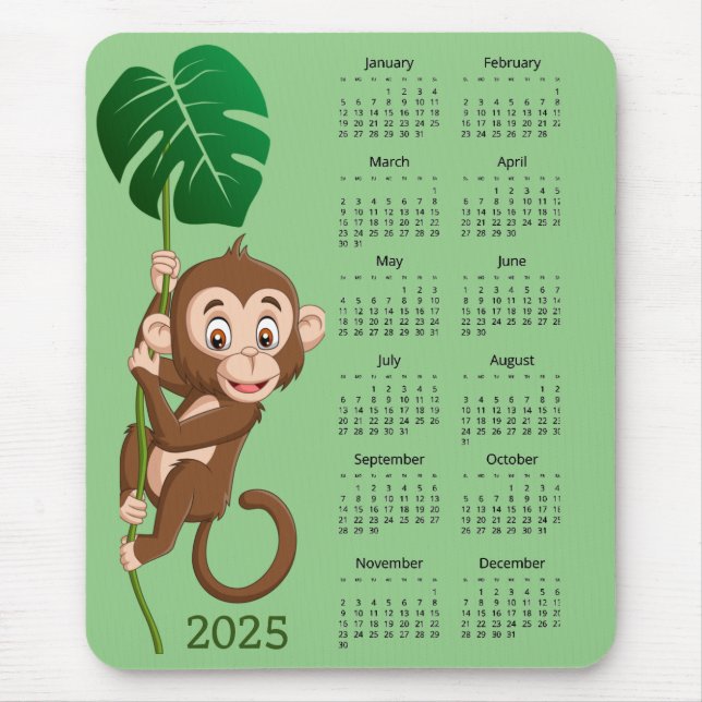 Monkey on a Vine 2025 Calendar Mousepad (Front)