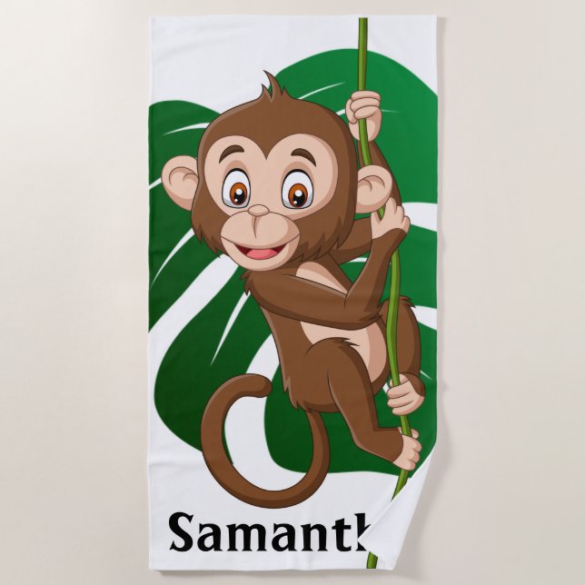 Monkey on a Vine Design Beach Towel (Front)