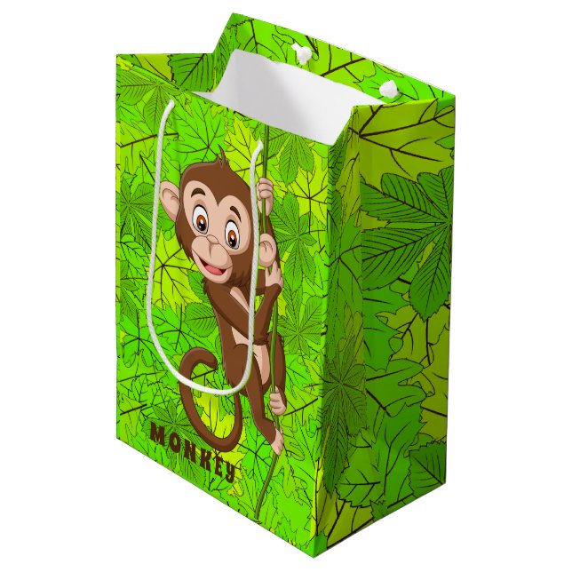 Monkey on a Vine Design Gift Bag (Front Angled)