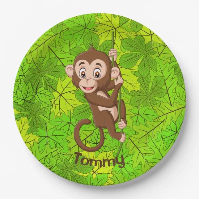 Monkey on a Vine Design Paper Plate (Front)