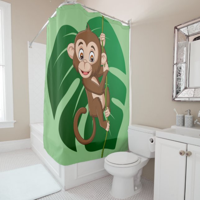 Monkey on a Vine Design Shower Curtain (In Situ)
