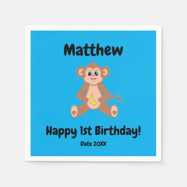 Monkey on Blue Napkin (Front)