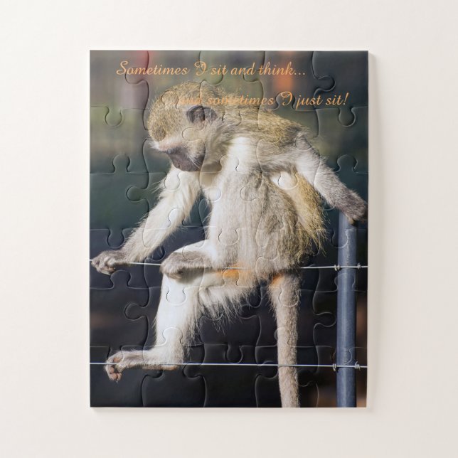 Monkey on Fence with Funny Quote Puzzle (Vertical)