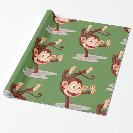 Monkey On One Hand Glossy Wrapping Paper Zazzle.co.uk