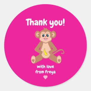 Monkey on Pink Sticker