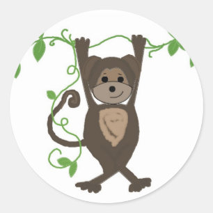 Monkey on the Vines Classic Round Sticker