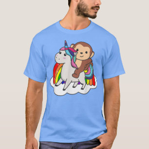 Monkey On Unicorn Rainbow Animals Sweet Monkey Uni T-Shirt