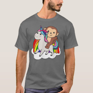 Monkey On Unicorn Rainbow Animals Sweet Monkey Uni T-Shirt