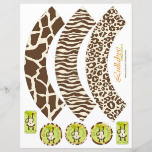 Monkey & Pacifier Animal Print Cupcake Wrappers