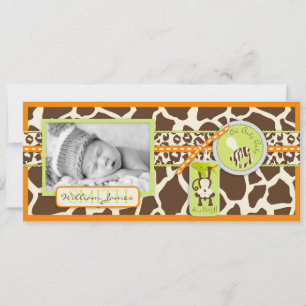 Monkey & Pacifier Safari Print Birth Announcement