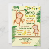 Monkey Party Birthday Swing Over Yellow Fun