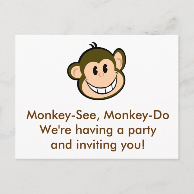 Monkey Party Invitation Postcard (Front)