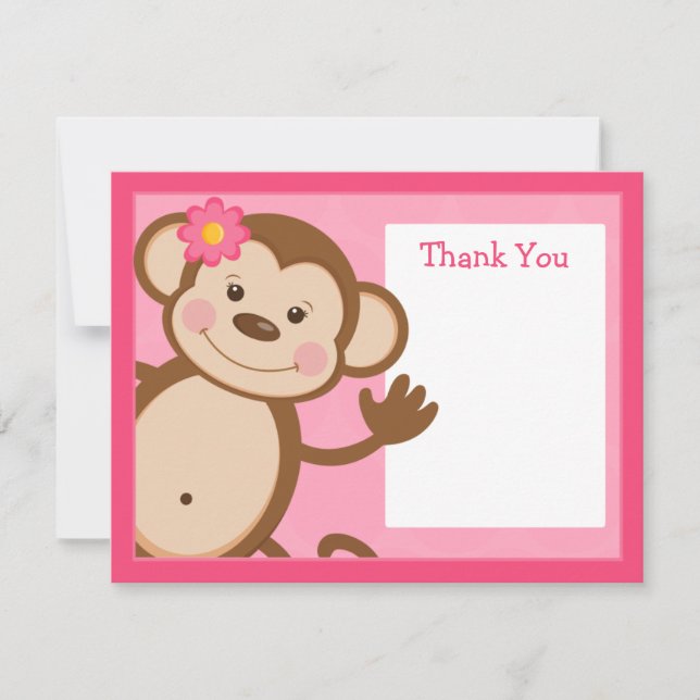 Monkey Party Thank You Card (Front)