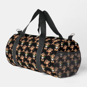 Monkey Pattern Design Black  Duffle Bag