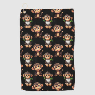 Monkey Pattern Design Black Golf Towel