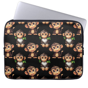 Monkey Pattern Design Black Laptop Sleeve