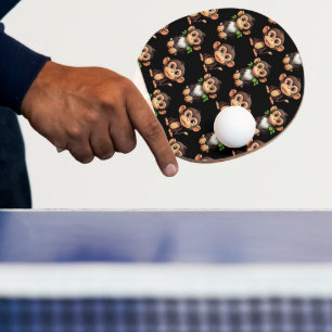 Monkey Pattern Design Black  Ping Pong Paddle
