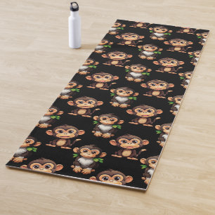 Monkey Pattern Design Black  Yoga Mat