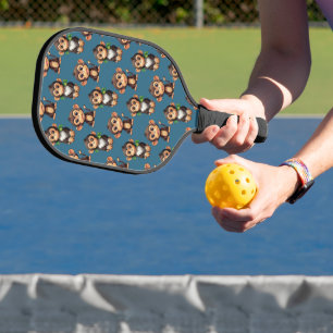 Monkey Pattern Design Blue Pickleball Paddle