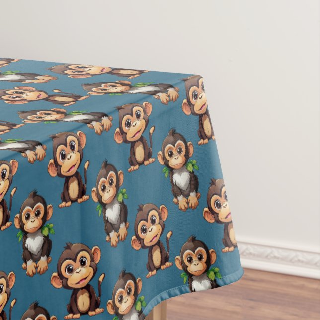 Monkey Pattern Design Blue  Tablecloth (In Situ)
