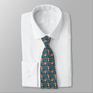 Monkey Pattern Design Blue Tie