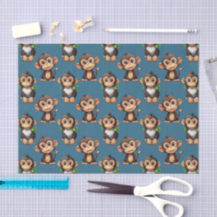 Monkey Pattern Design Blue Tissue Paper