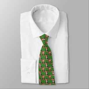 Monkey Pattern Design Green Tie