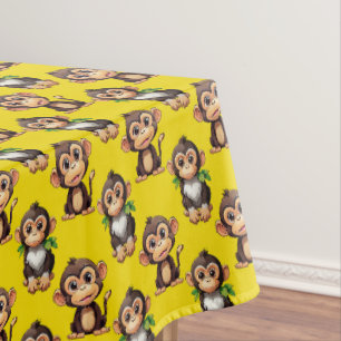 Monkey Pattern Design Red Tablecloth