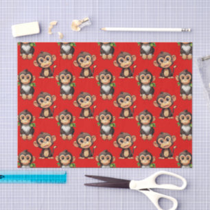 Monkey Pattern Design Red Tissue Paper