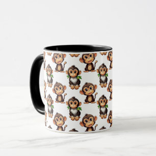 Monkey Pattern Design White Mug
