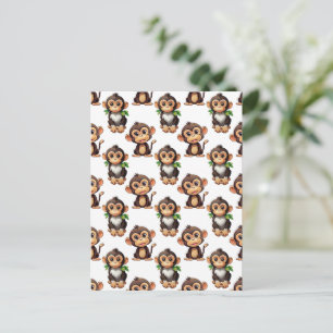 Monkey Pattern Design White Postcard