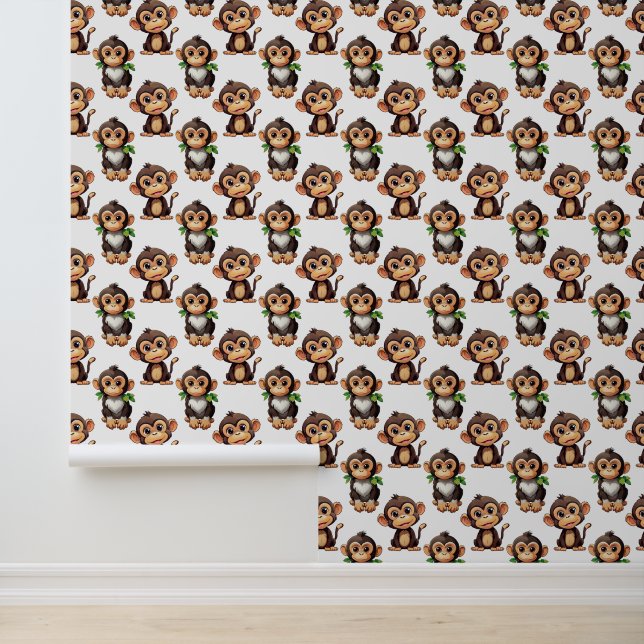 Monkey Pattern Design White  Wallpaper (Application)
